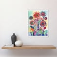 thumbnail image 2 of Large Flower Blooms With Embroidery Style Patterns Folk Art Watercolour Painting Art Print Framed Poster Wall Decor 12x16 inch, 2 of 5