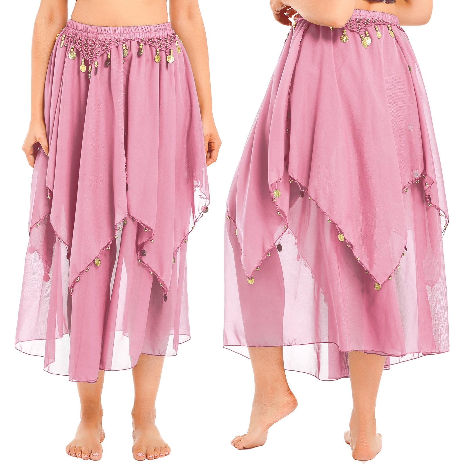 MSemis Women's Dance Skirt Belly Dancing Skirts Long Layered Skirt