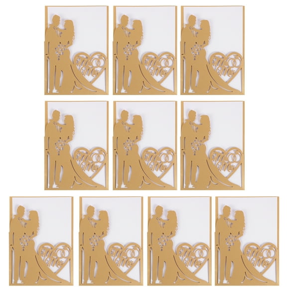 FRCOLOR Invitation Card 10pcs Creative Wedding Invitations Bride Groom Lovely Paper Invitations Cards,7.09"X5.12"X0.04"