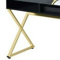 thumbnail image 4 of Wooden Vanity Desk with Round Mirror and Cross Metal Legs Black and Gold, 4 of 5