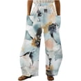 thumbnail image 2 of Lilgiuy Women Casual Printing Pockets Elastic Mid-Waist Comfortable Wide-Legged Loose Pants for Errands Exercise, 2 of 4