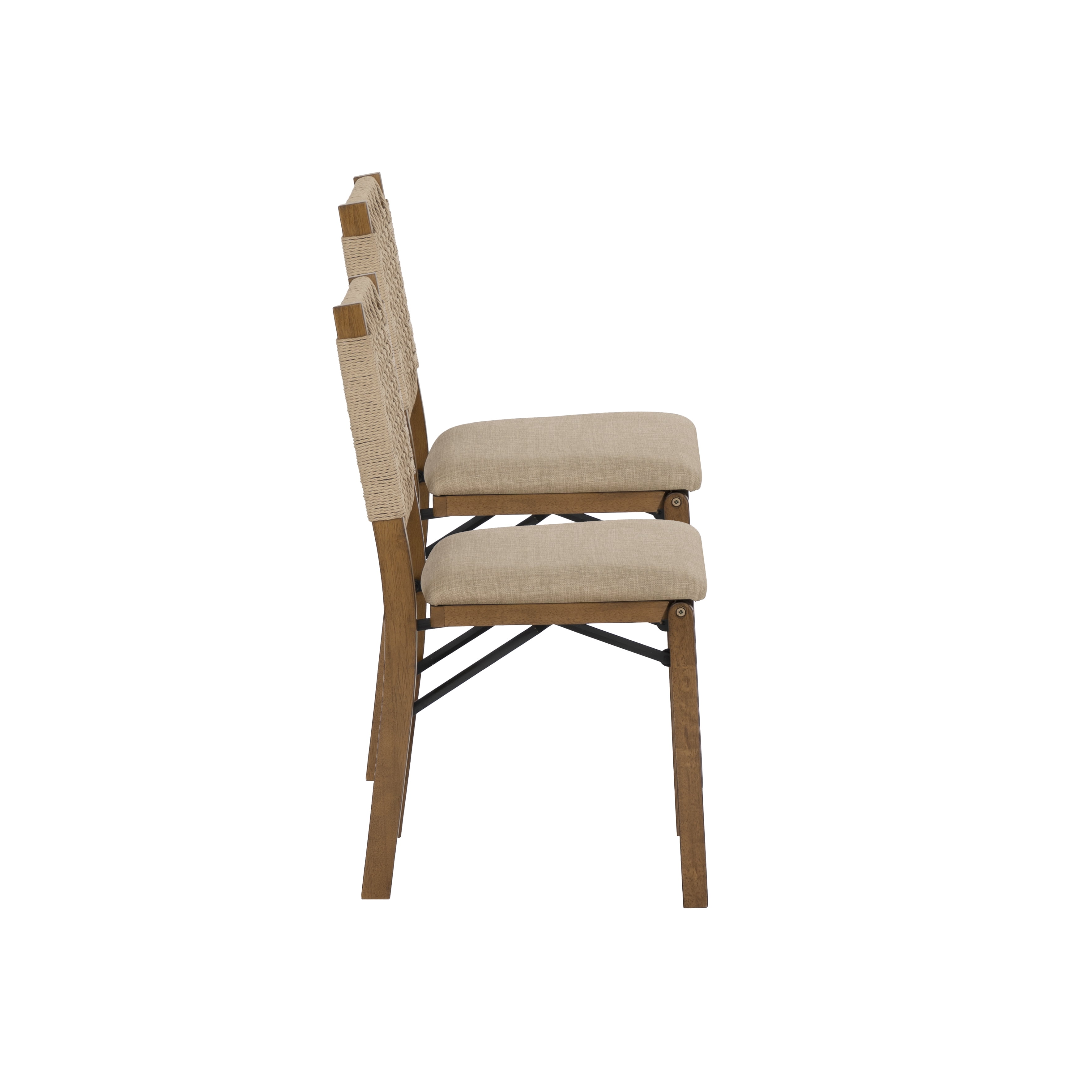 Linon Foster Woven Back Folding Dining Chair, Set of 2, Natural