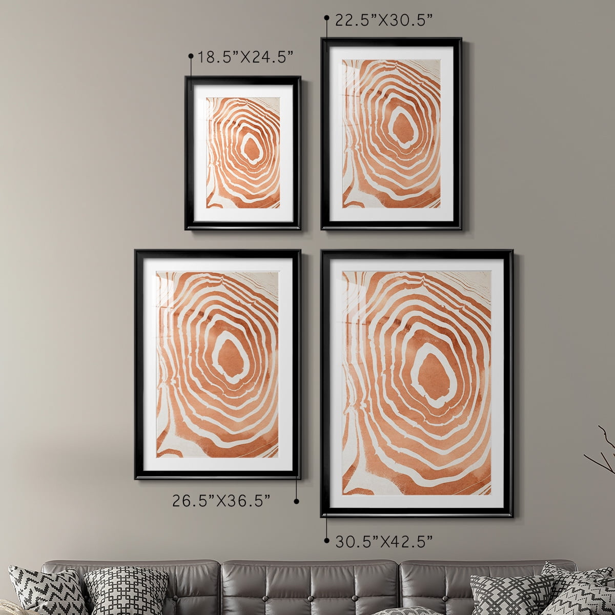 Wexford Home Wood Grain Suminagashi III Premium Framed Print, 30.5" x 42.5" - Ready to Hang, Black (Set of 2)