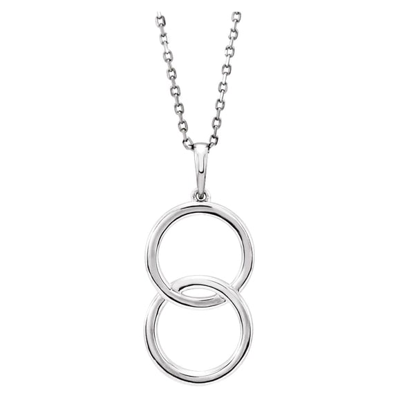 925 Sterling Silver Polished Interlocking Circle Necklace Pendant Necklace for Women - 2.8 Grams