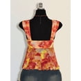 thumbnail image 2 of Orange Tie-Front Ruched Peplum Mesh Hem Asymmetrical Tank Top For Women, 2 of 8