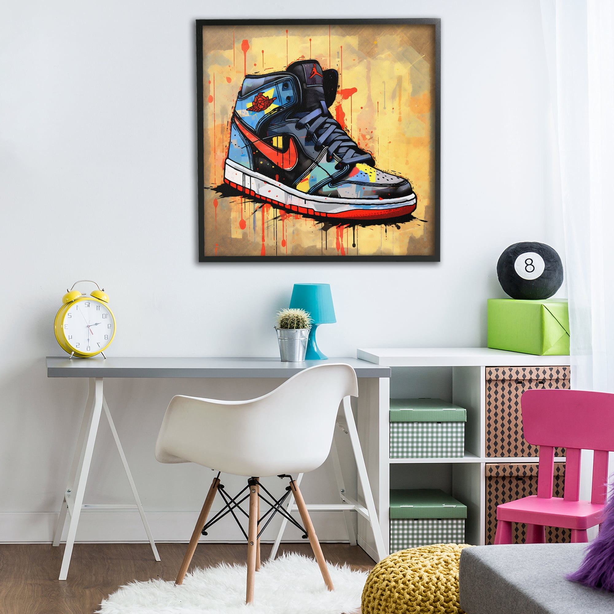 Stupell Industries Sporty Sneaker Drips Black Framed Giclee Art, design by Creative Studio