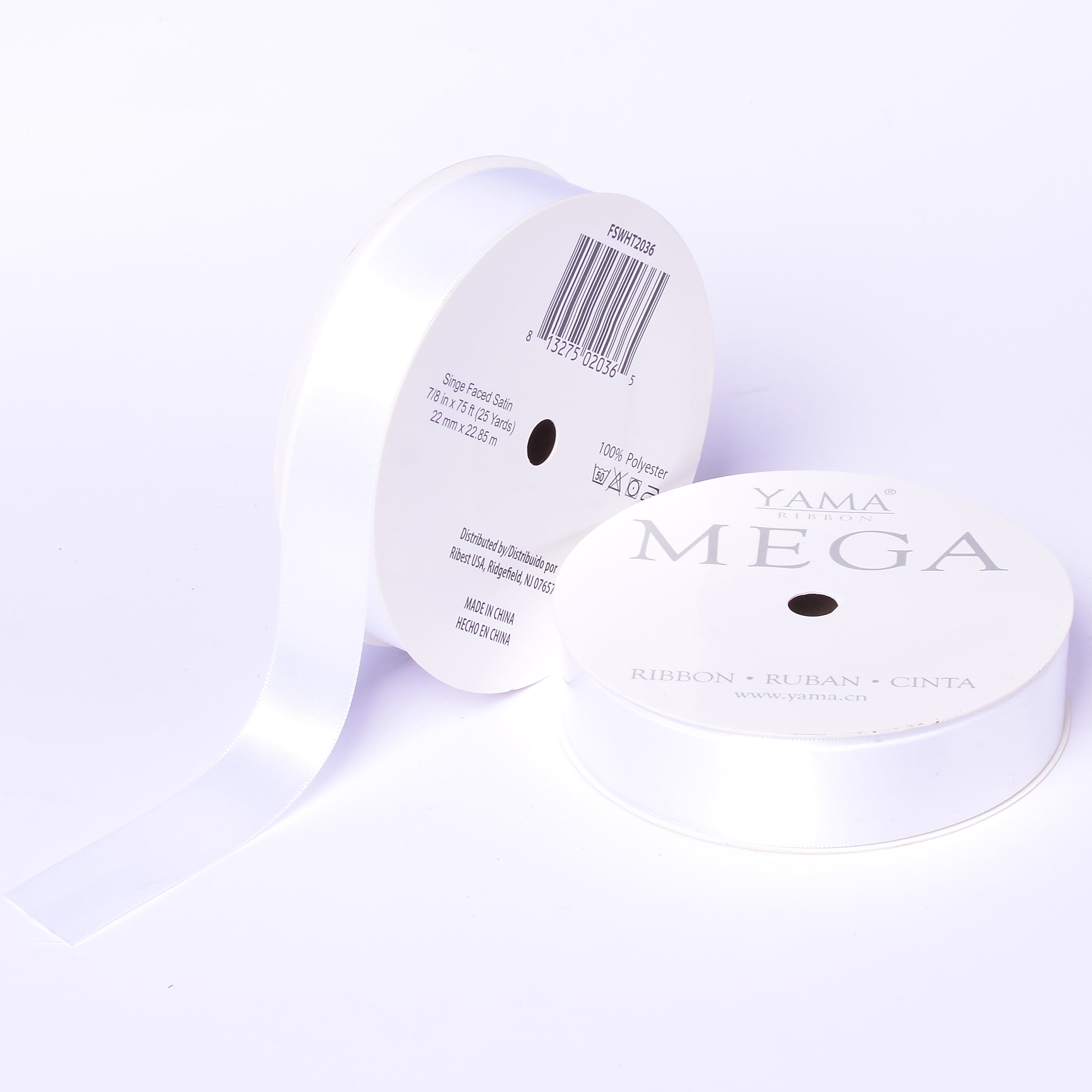 (3 pack) Yama Ribbon 1.5" Single Face Satin White Mega Ribbon, 1 Each