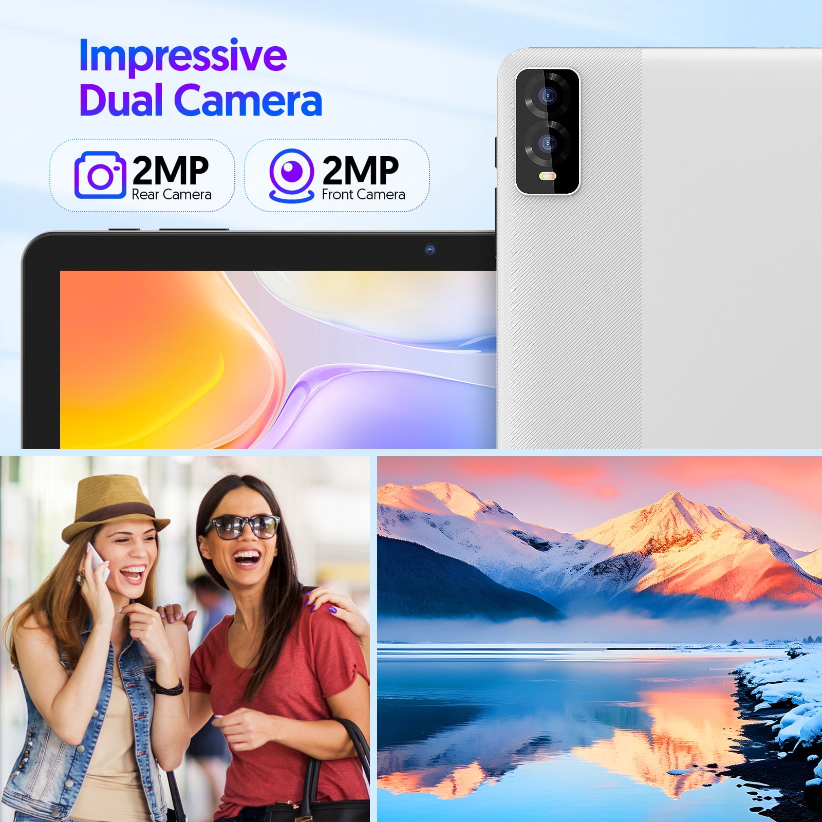 10.1 Inch Tablets Android 14 Tablet with Octa-Core,8GB+32GB+1TB TF Expansion, 6000mAh Battery,5G WiFi6,Dual Camera 2 in 1 Tablets with Keyboard, Mouse,Pen,Case