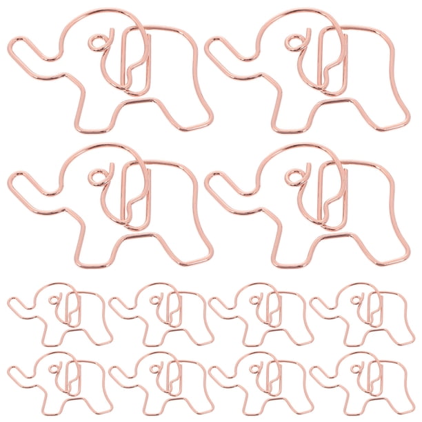 20 clips de papel con forma de elefante para material de oficina y escolar, clips metálicos grandes de colores para papel, accesorios decorativos de escritorio