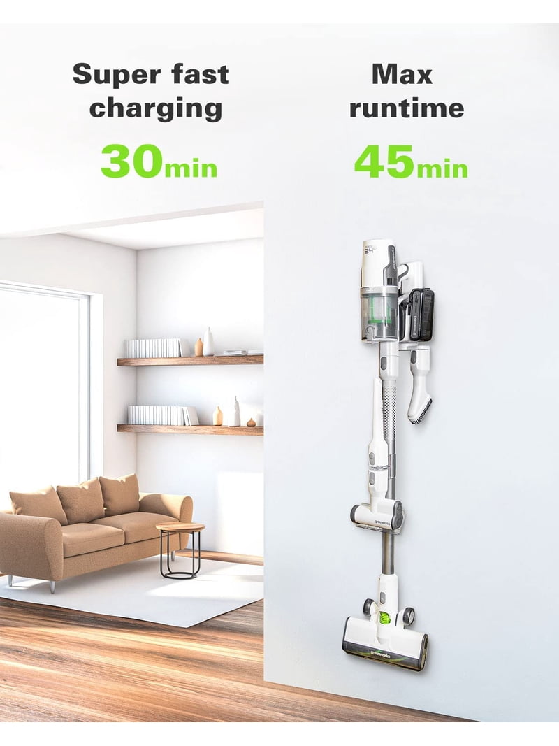 Greenworks, Cordless Stick Vacuum, 24V Deluxe Brushless, White