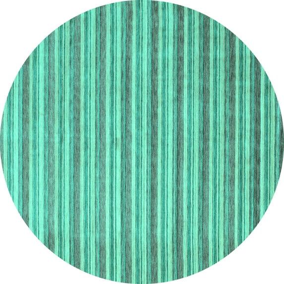 Ahgly Company Indoor Round Abstract Turquoise Blue Contemporary Area Rugs, 8' Round