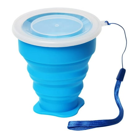 

Foldable Travel Tumbler with Bright Blue Silicone Lid for Festivals Events