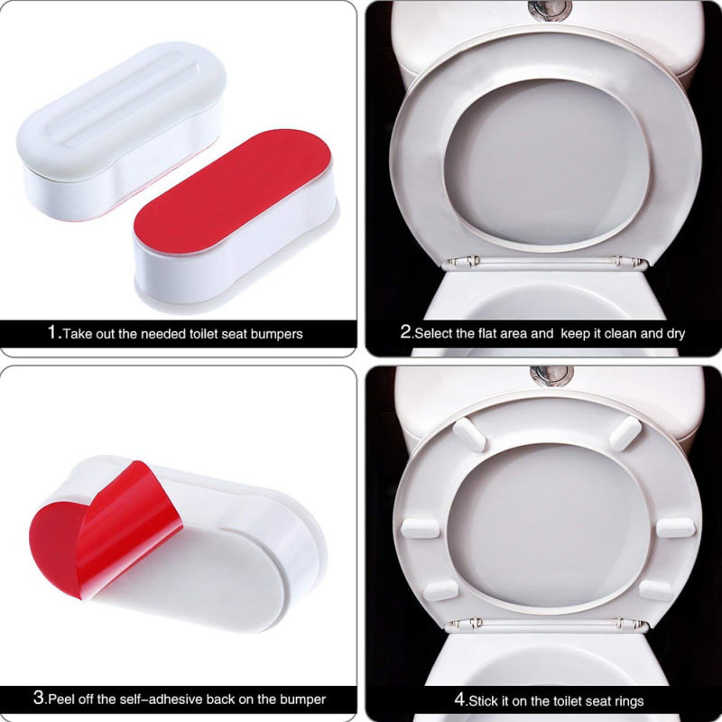 4 x Toilet Seat Bumpers Set Strong Adhesive Bedroom Bathroom Replacement Bumpers 