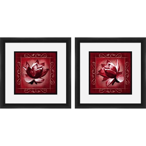 Red Floral Wall Art, Set of 2