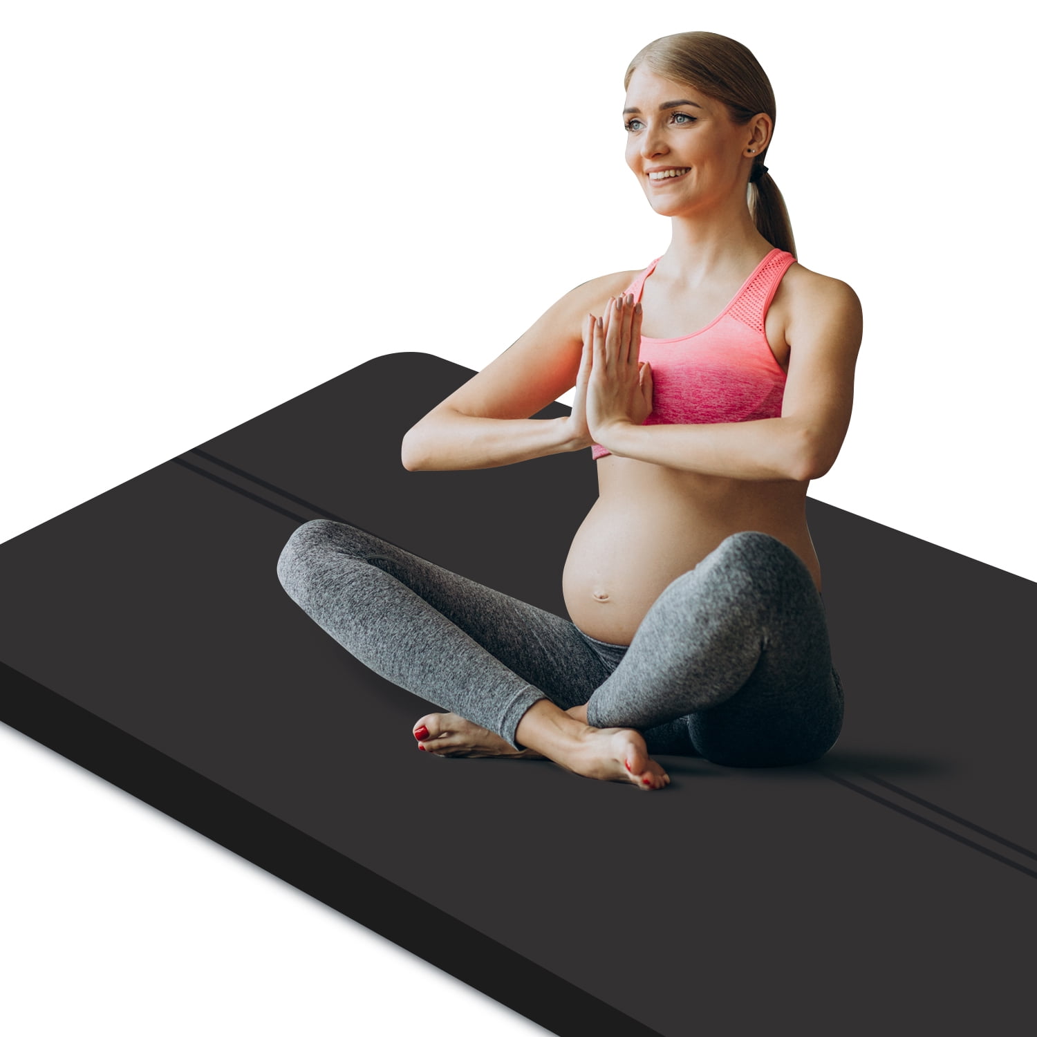 Extra Thickened 30mm Exercise Mat (72" x 32") for Men & Women Non Slip with High Density Large Shock Absorber Pad for Home Gym Travel & Floor Outside Fitness in Black