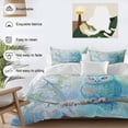 thumbnail image 4 of Teal Blue Owl Bedding 3 Piece Duvet Cover Set California King, Modern Flowers Birds on Branch Soft Microfiber Comforter Cover with Zipper Closure & Pillowcases, Wrinkle & FadeResistant Quilt Cover, 4 of 9