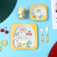 thumbnail image 2 of A set of environmental protection bamboo fiber children's tableware set baby divided plate cartoon five-piece set, 2 of 5