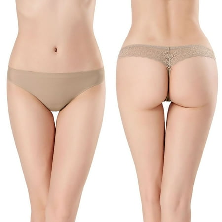 

EHTMSAK No Show Sexy Panties for Women Lace T-Back Tangas Underwear Stretch G-String Thongs multicolor S