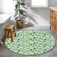 thumbnail image 5 of Green Leaves Round Rug 3ft Washable Circle Entryway Rugs Non Slip Botanical Abstract Color Retro Plants Area Rug Indoor Floor Carpet for Bedroom Kitchen Living Room Home Office Dining Room Nursery, 5 of 8