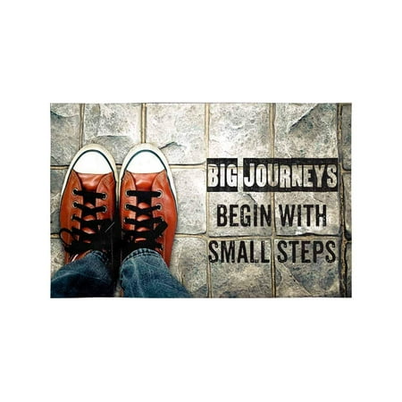 Shoe Table Decorations MKHERT Big Journeys Begin with Small Steps Inspiration Quote Shoes on Street Placemats Table Mats for Dining Room Kitchen Table Decoration 12x18 inch,Set of 4 ()