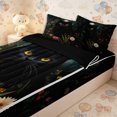 thumbnail image 3 of Erosebridal Dark Gothic Black Cat Zipper Queen Comforter Set with Fitted Sheet and 2 Pillowcases,Wild Flower Moon Zipper Bedding Set,Forest Black,4 Pieces,Black Reversible, 3 of 5