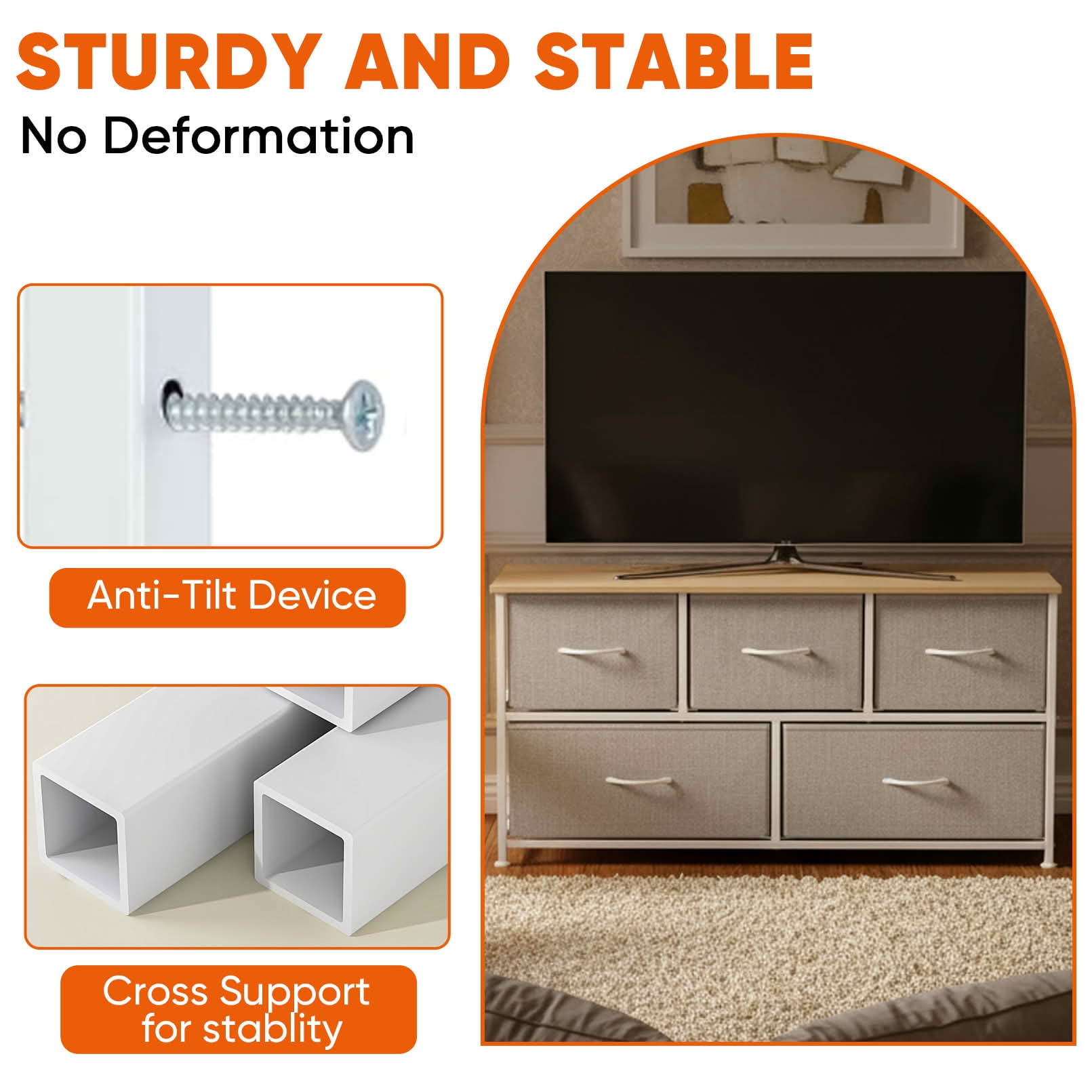MAYEERTY Cabinet Night Stand with Wooden Top Dresser for Closet