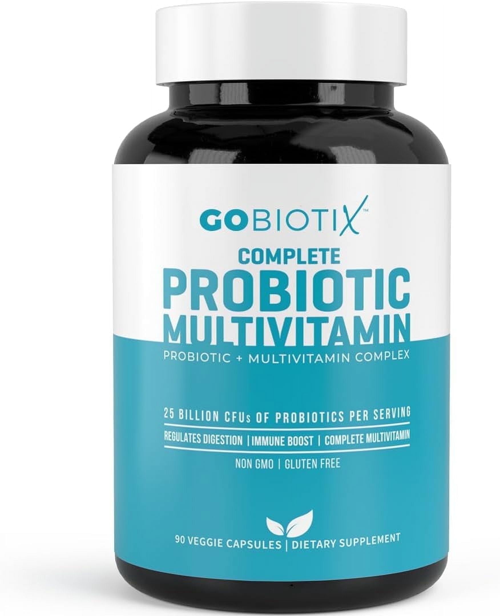GoBiotix Probiotic Multivitamin for Women & Men, Immune & Digestive Support, Gluten-Free, 90 Capsules