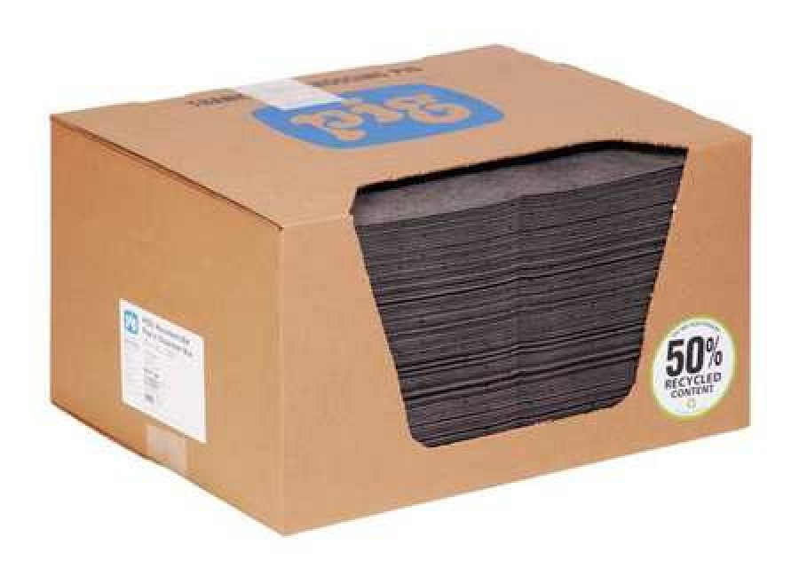 PIG MAT154 Absorbent Mat Pad, Absorbs 17.2 gal. Universal, PK 100 ,Gray