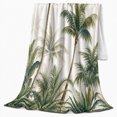 thumbnail image 2 of Misty Palm Trees with Soft Green Fronds, Calming Coastal Style for Beach Lovers, Quiet Island Grove and Housewarming Gift, Soft Flannel Blanket for Bedroom and Sunroom, Home Decor, 2 of 9