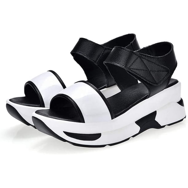 Sandalias de Tacón Medio Para Mujer Verano Moda Vacaciones Elegante Zapato Fresco Resbalón Impermeable en Verano Sandalias de Vestir de Arena Xishao ropa