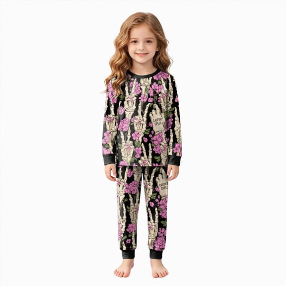 TOWED22 Toddler Girls Boys Halloween Skeleton Pajamas Sets Kids Cute Pumpkin Sleepwear Boys Halloween Ghost 2 Pcs PJS(Light Pink,4-5 Y)