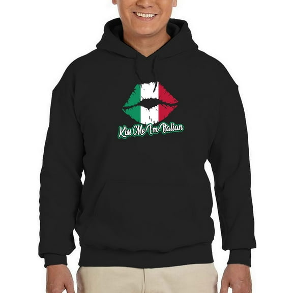Kiss Me I'm Italian Hoodie Men -GoatDeals Designs, Male Medium