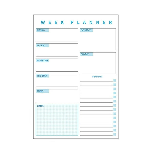 A5 Magnetic Weekly Planner - 6.5x9.45in Tearable Memo Book with Detachable Pages & Perforated Edges for Kitchen, Office, Home