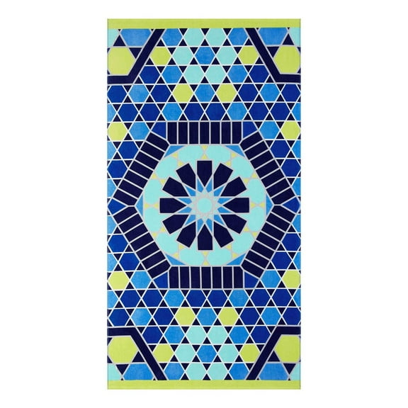 Better Homes & Gardens 100% Cotton Millicent Tile Oversized Beach Towel, 38" x 72"