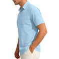 thumbnail image 3 of GrmtClth Shirts for Men Comfy Collared Top Classic Short Sleeve Polo Shirt Fashion Button Down Tee with Pocket Light Blue XL, 3 of 4