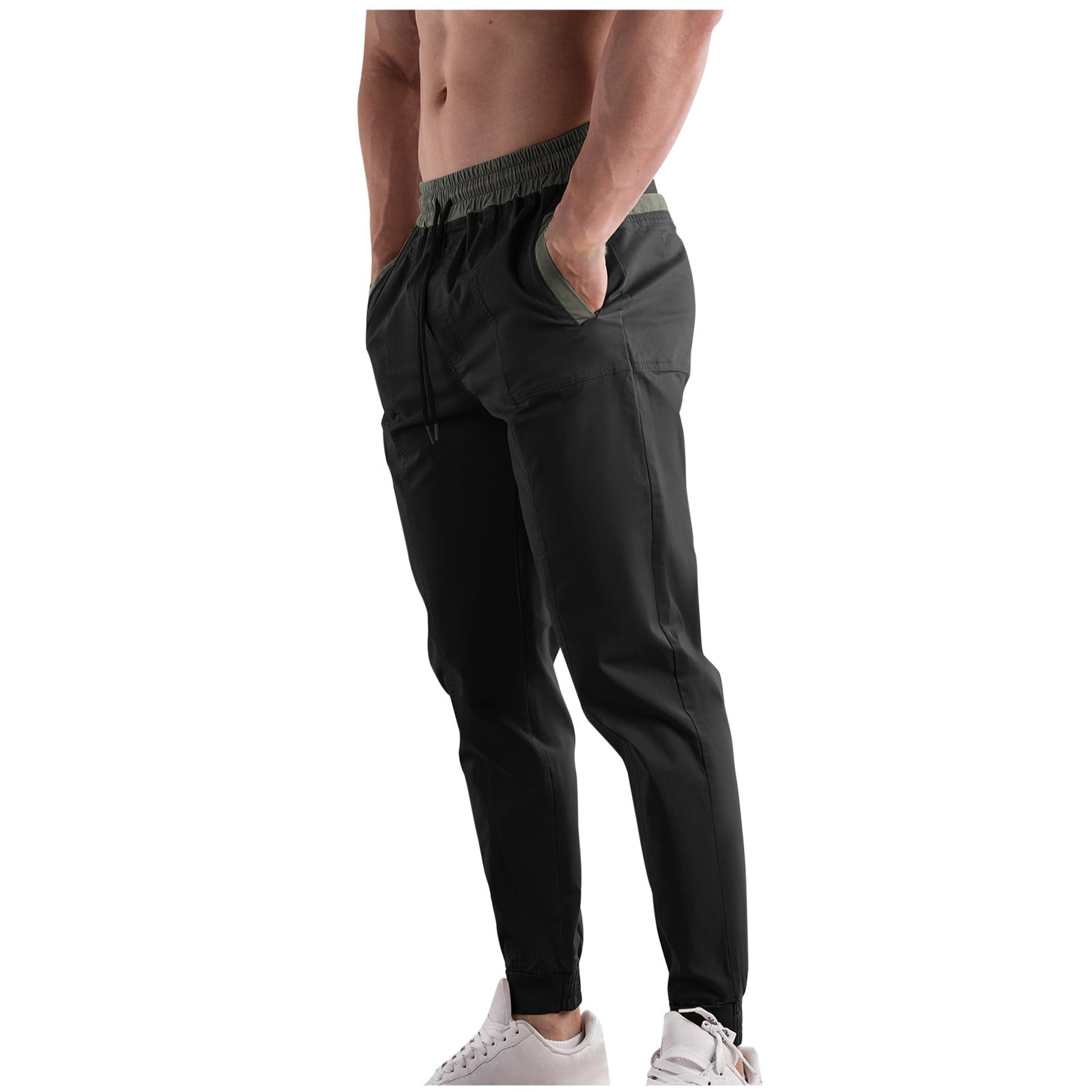 Htigea Clearance 2024 Mens Cargo Pants Elastic Waisted Drawstring Sweatpants Skinny Taper Pants Comfort Breathable Workout Bottoms with PocketXS,S,M,L,XL