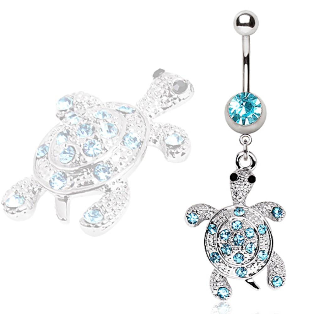NEW Green Sea Turtle Turtoise Dangle Belly Button Ring Navel Animal Body Jewelry