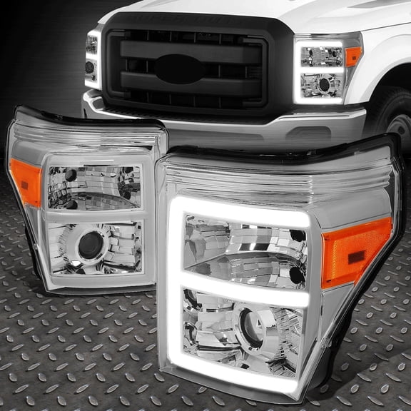 Nuvision for 11-16 Ford F250 F350 Super Duty 3D LED DRL Projector Headlight Chrome/Amber