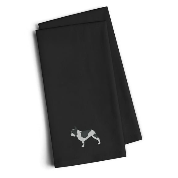 Carolines Treasures BB3441BKTWE French Bulldog Black Embroidered Kitchen Towel, Set of 2