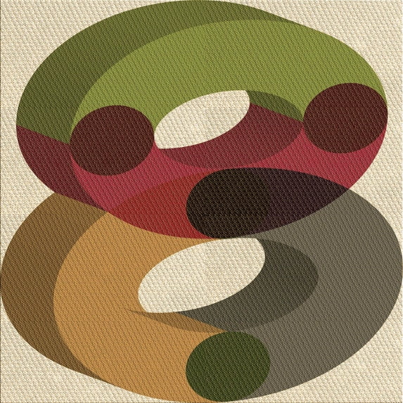 Ahgly Company Indoor Square Patterned Fall Leaf Brown Green Area Rugs, 7' Square