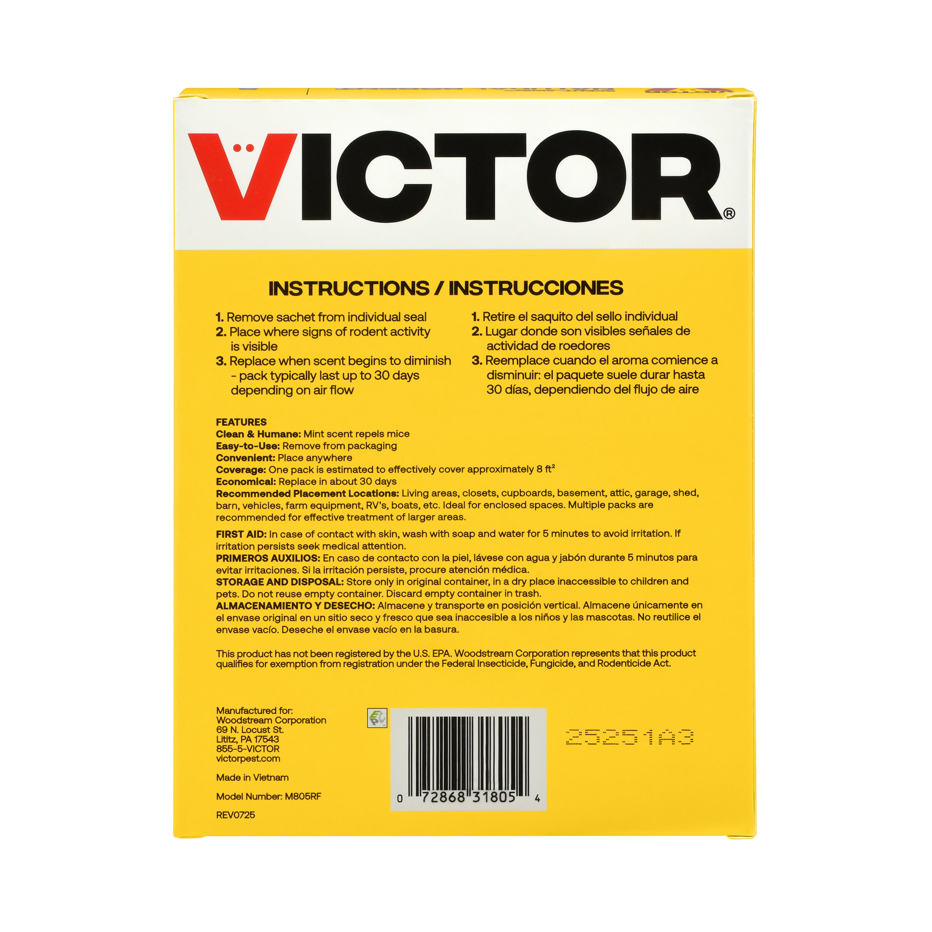 Victor Scent-Away Mouse Repellent - Repel by Scent - Natural Rodent Repellent - 5 Pack