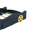 thumbnail image 3 of Euroco Wood Full Size Car-Shaped Platform Bed with Tires, Lower Profile Bed with Storage for Bedroom, Blue, 3 of 13
