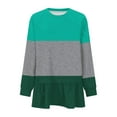 thumbnail image 5 of Fznquz Long Sleeve Tops for Women Crewneck Striped Green Shirt Dress Color Block Flowy Peplum Casual Womens T Shirts, 5 of 5