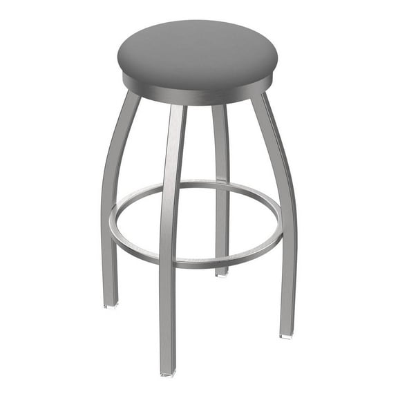 Holland Bar Stool 802 Misha Stainless Steel 30" Swivel Bar Stool with Canter Folkstone Grey Seat