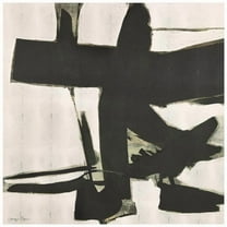 "Bold Abstraction II" Abstract Black&White Art on Gold Shagreen Wrapped Canvas Wall Art, sized 44"x44"