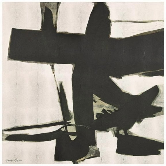 "Bold Abstraction II" Abstract Black&White Art on Gold Shagreen Wrapped Canvas Wall Art, sized 44"x44"