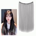 thumbnail image 2 of Makeup｜Bradem wig April Deals Hair Extensions Real Human Hair Remy Wire In Hair Extensions Secret Fish Line Hair Piece With 2 Clips Long Straight 20 Inch, 1 piece ear-hanging dyed wig, 2 of 9