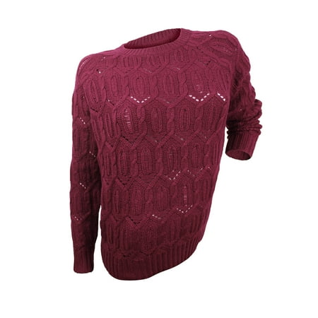 - Zen Women's Bordeaux Diamond Cable Knit Sweater