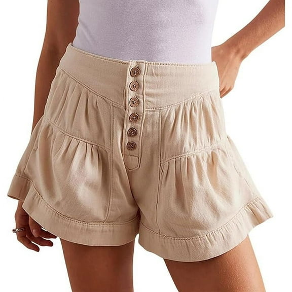 utcoco Women's Summer High Waisted Wide Leg Buttons Denim Shorts