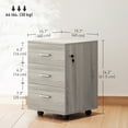 thumbnail image 3 of Vinsetto 3 Drawer File Cabinet with Lock and Wheels, Grey Wood Grain, 3 of 10